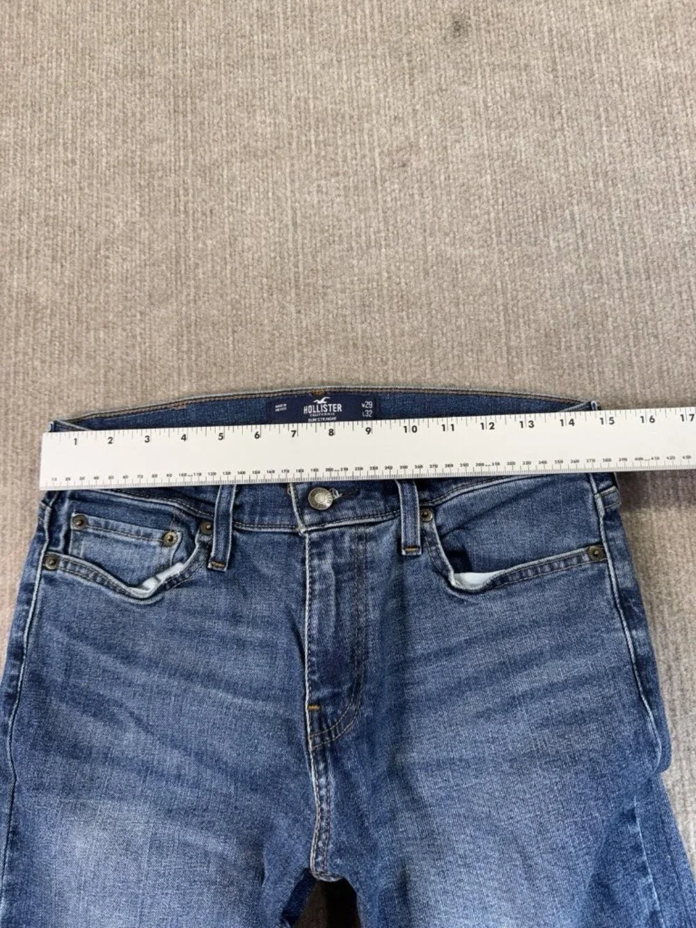 Hollister Jeans Mens 29x32 Blue Epic Flex Slim Straight Distressed Denim Pants